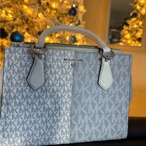 Michael Kors Blue and White Satchel